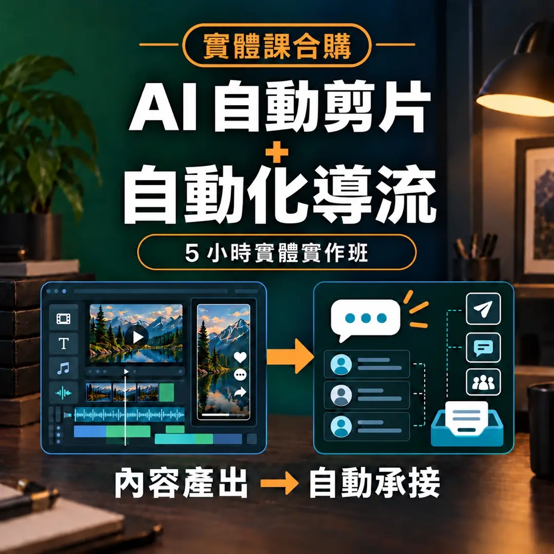 2026 10 12 Ai自動剪片與自動化導流 5小時實體課合購 網站上架